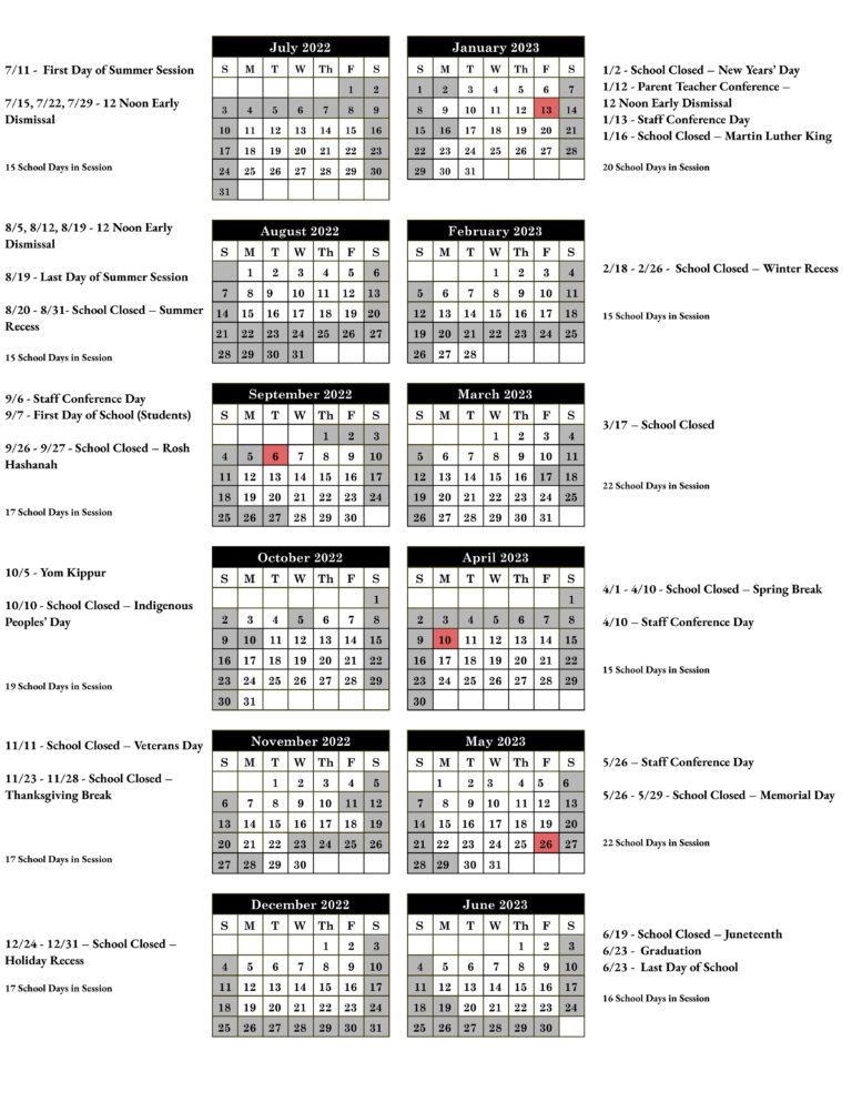 School Calendar - Summit School