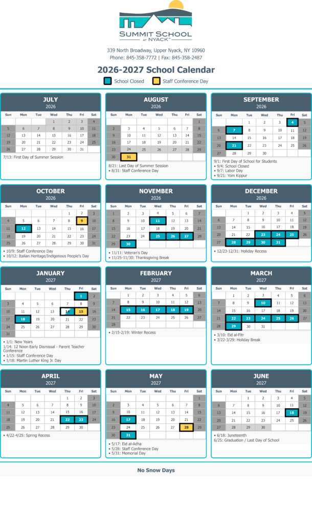 School Calendar Summit School